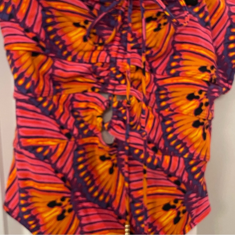 Jantzen Vibrant Orange and Pink One Piece Swimsuit